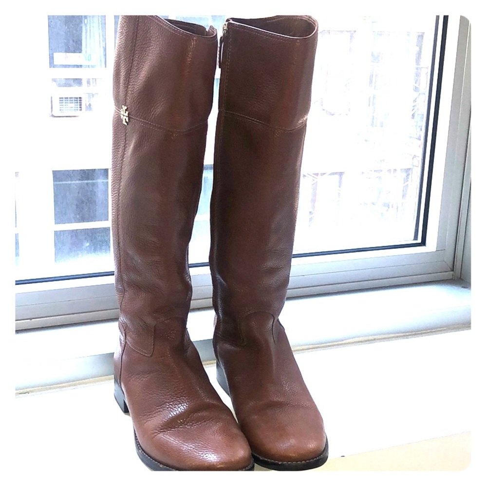 Tory Burch: Brown Leather Riding Boot